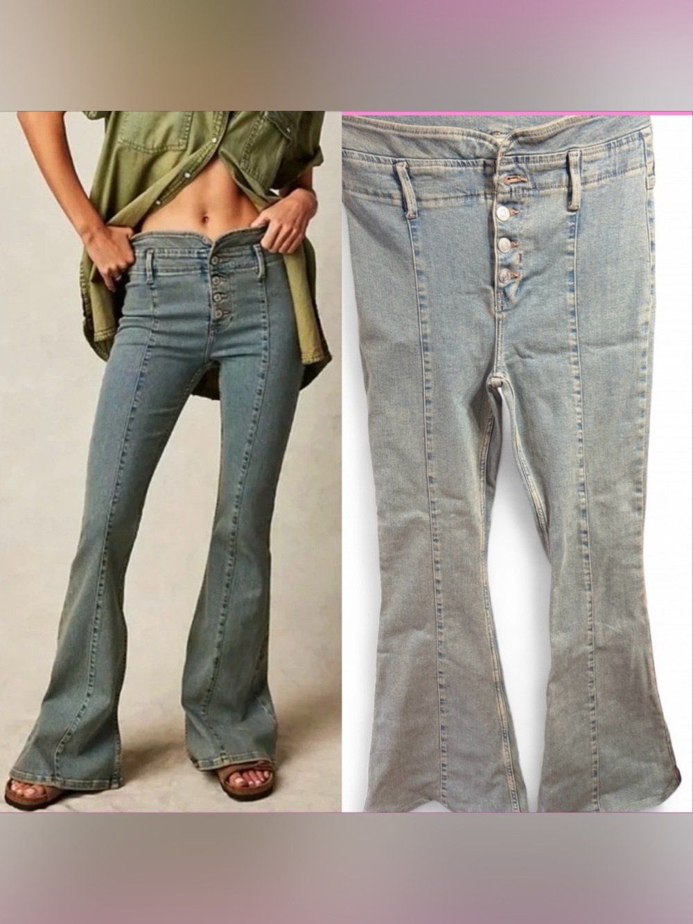 Women’s We The Free mid rise Flare Jeans Faded light wash button fly size28